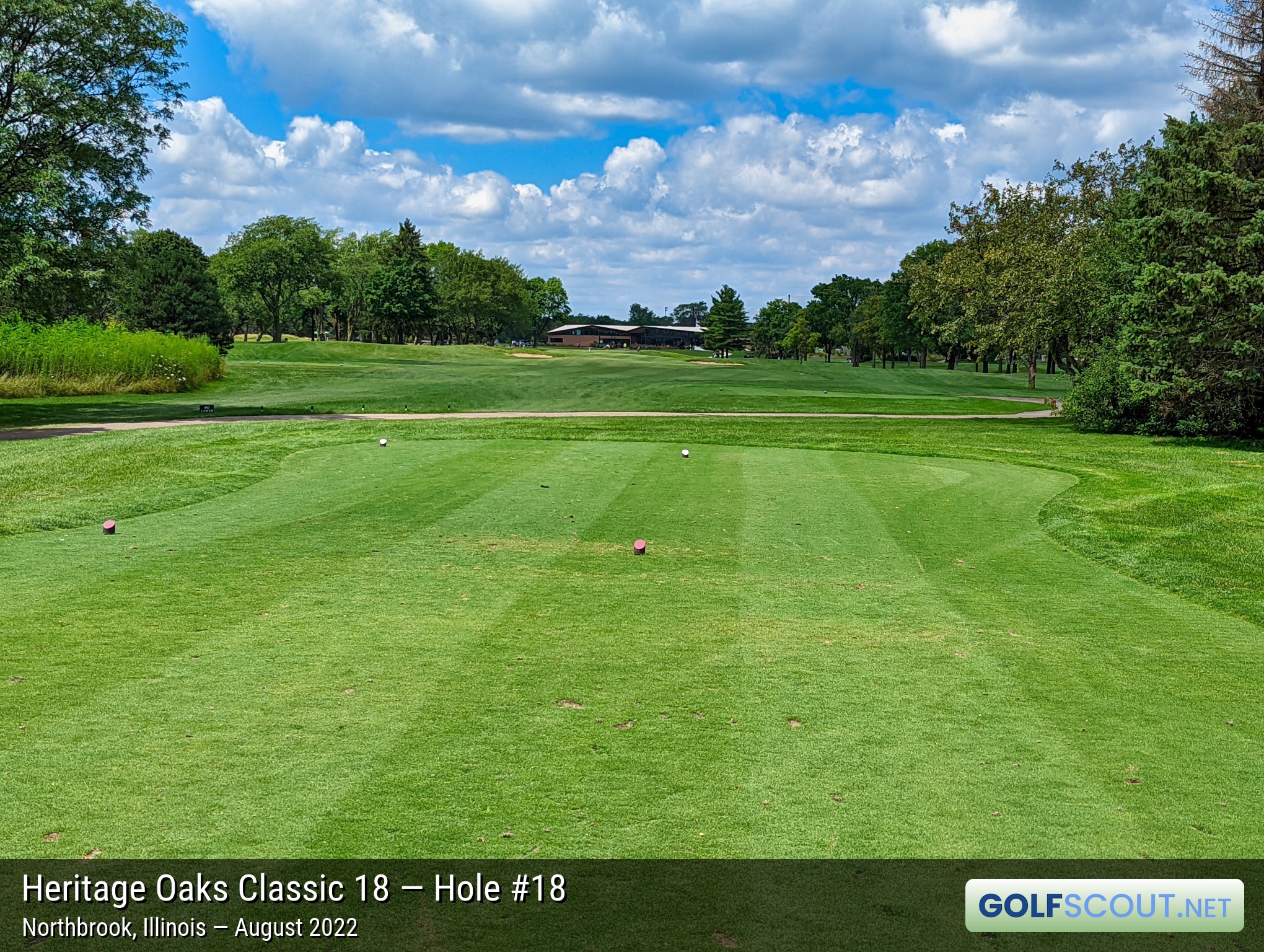 Photo of hole #18 at Heritage Oaks Golf Club - Classic 18 in Northbrook, Illinois. 