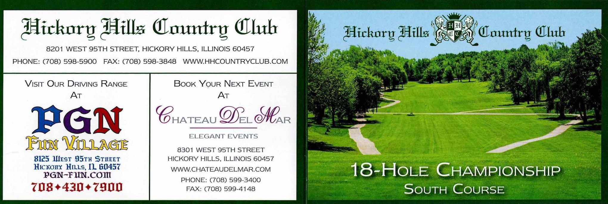 Scan of the scorecard from Hickory Hills Country Club in Hickory Hills, Illinois. 
