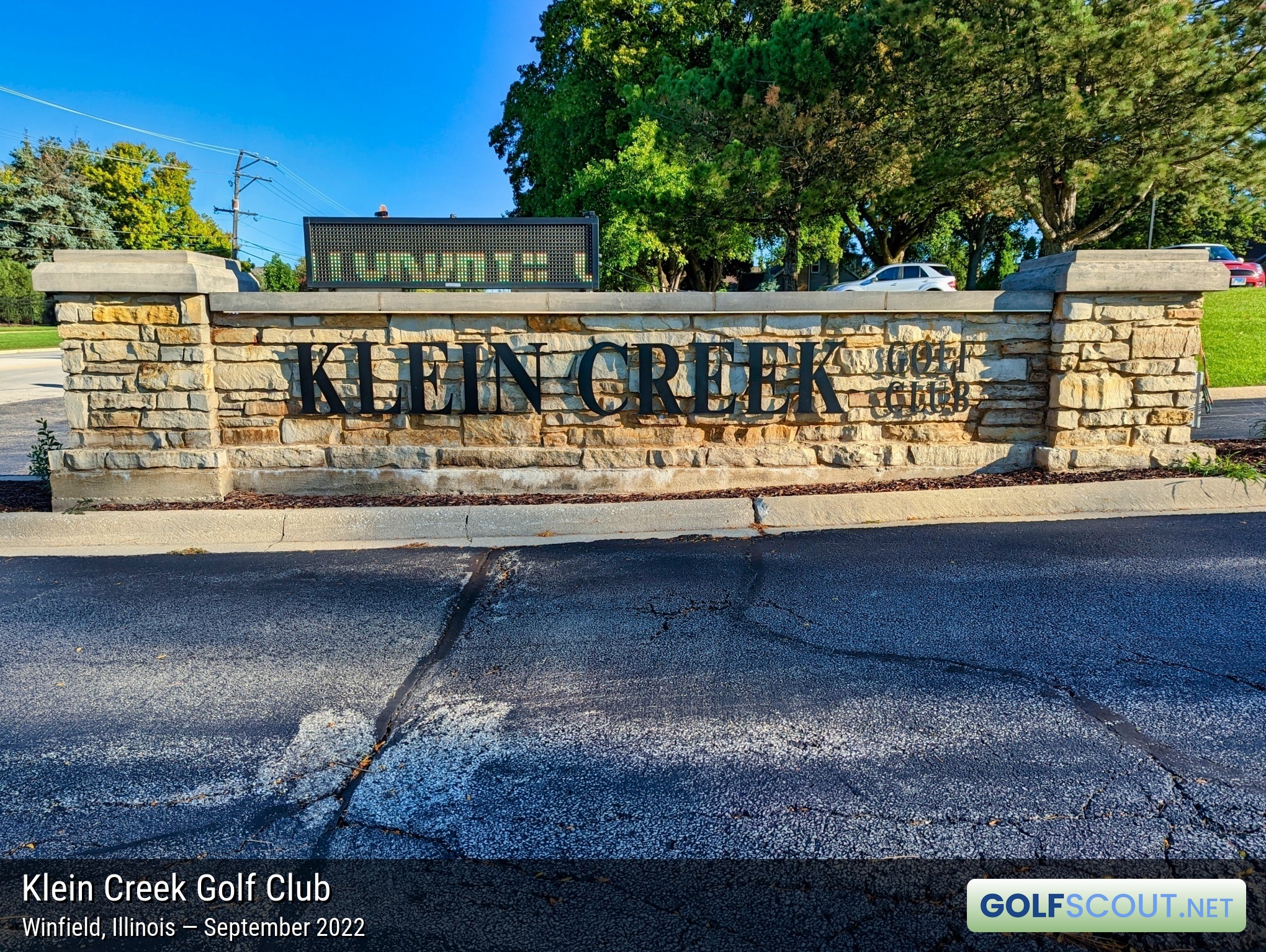 Sign at the entrance to Klein Creek Golf Club