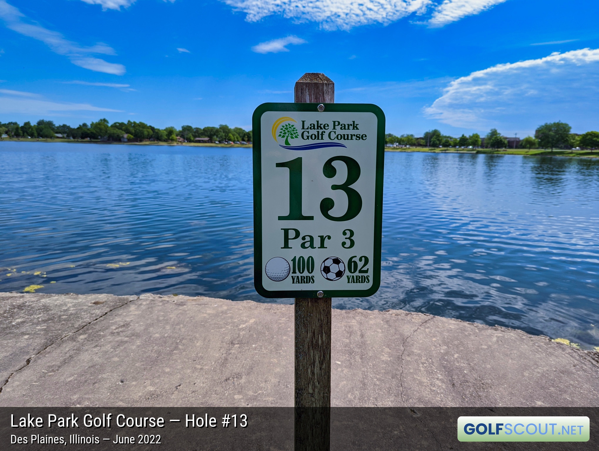Photo of hole #13 at Lake Park Golf Course in Des Plaines, Illinois. 