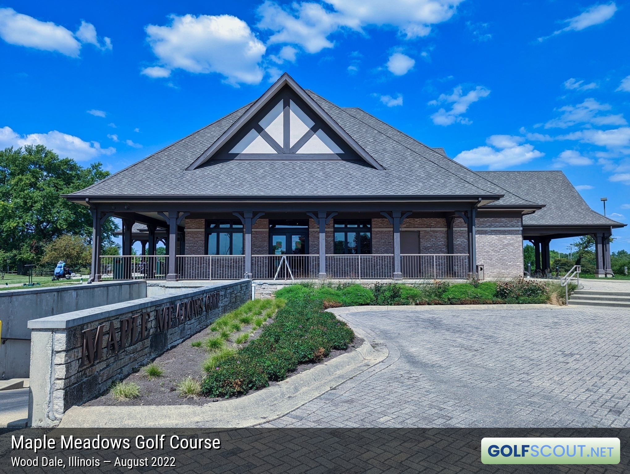 Photo of the clubhouse at Maple Meadows Golf Course in Wood Dale, Illinois. 