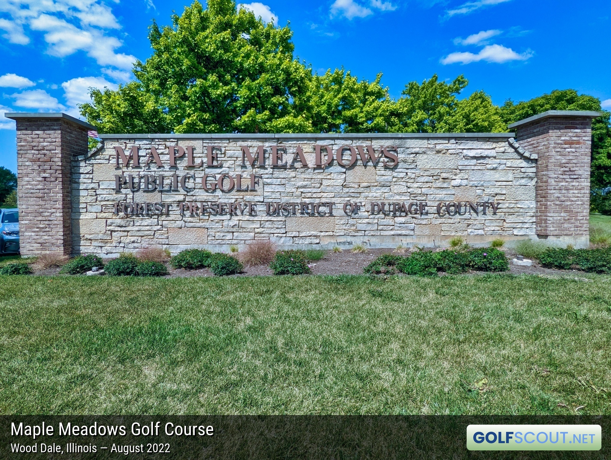 Sign at the entrance to Maple Meadows Golf Course