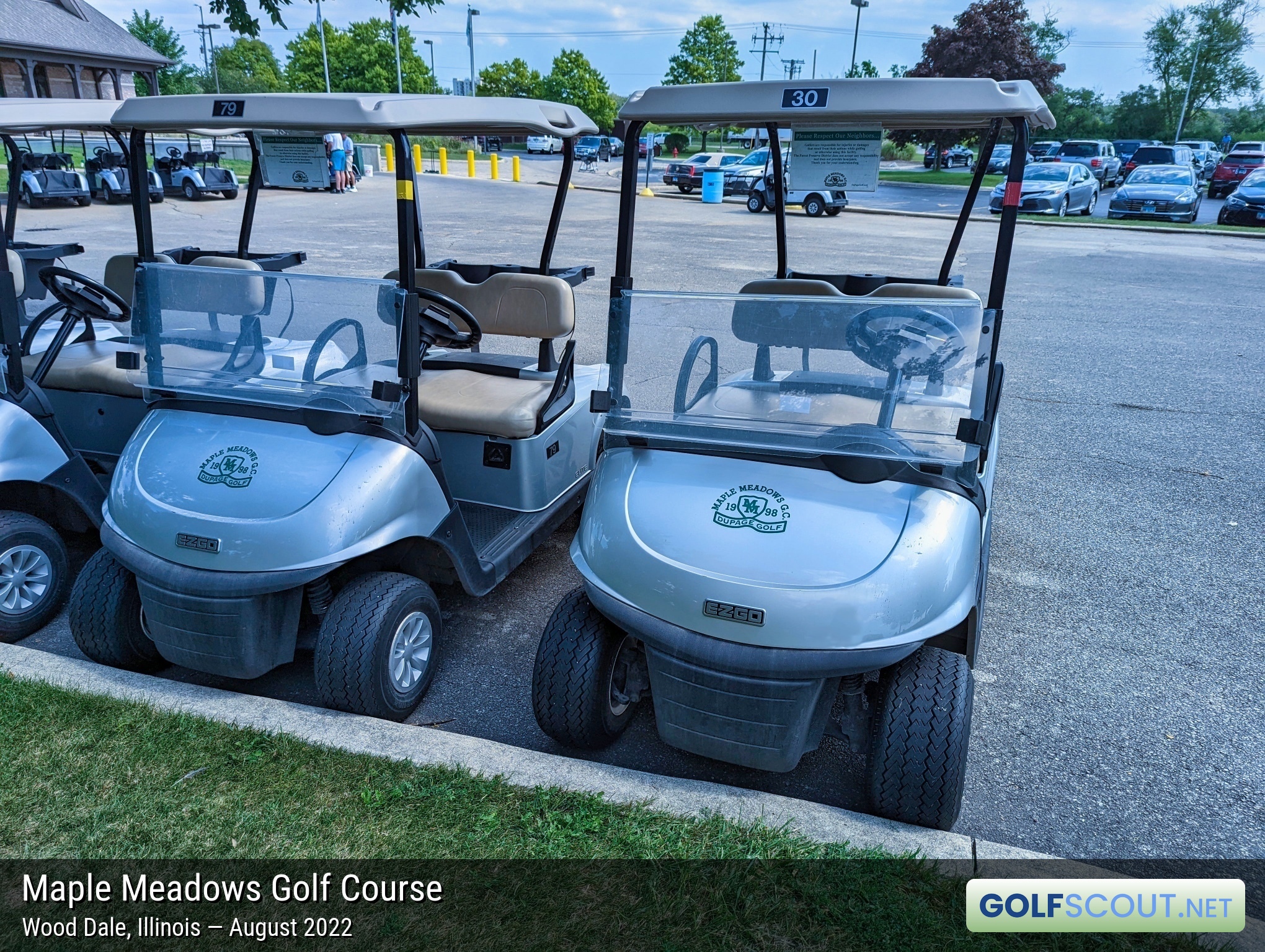 Photo of the golf carts at Maple Meadows Golf Course in Wood Dale, Illinois. 