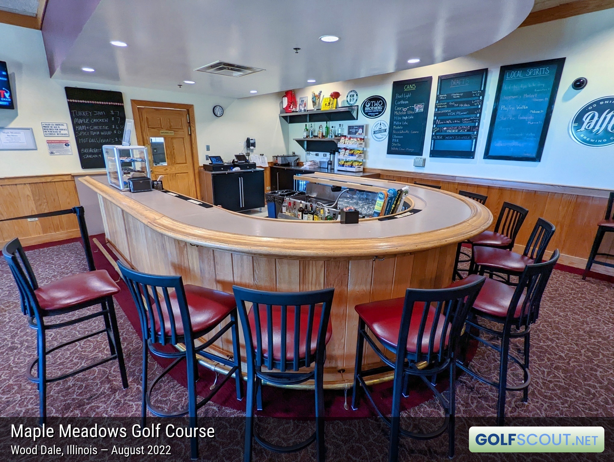 Photo of the restaurant at Maple Meadows Golf Course in Wood Dale, Illinois. 