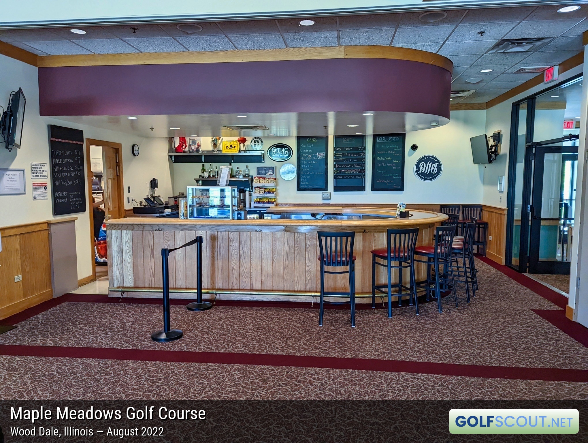 Photo of the restaurant at Maple Meadows Golf Course in Wood Dale, Illinois. 
