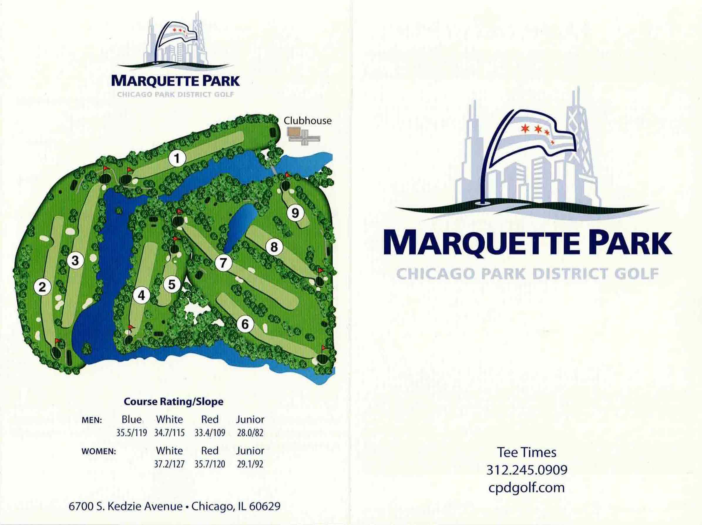 Scan of the scorecard from Marquette Park Golf Course in Chicago, Illinois. 