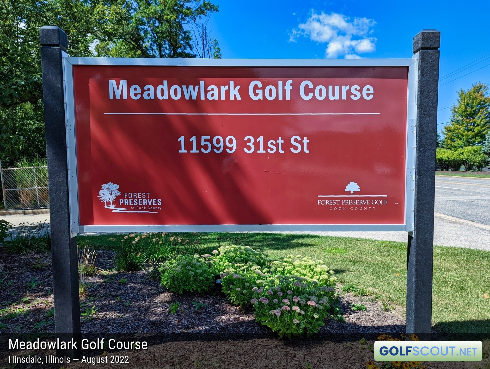 Sign at the entrance to Meadowlark Golf Course
