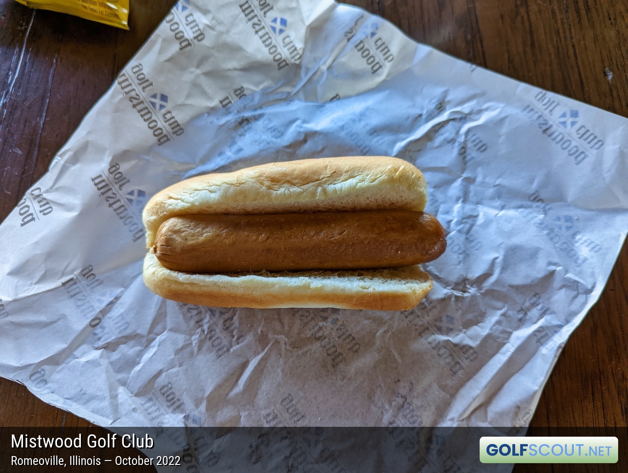 Photo of the food and dining at Mistwood Golf Club in Romeoville, Illinois. Photo of the hot dog at Mistwood Golf Club in Romeoville, Illinois.