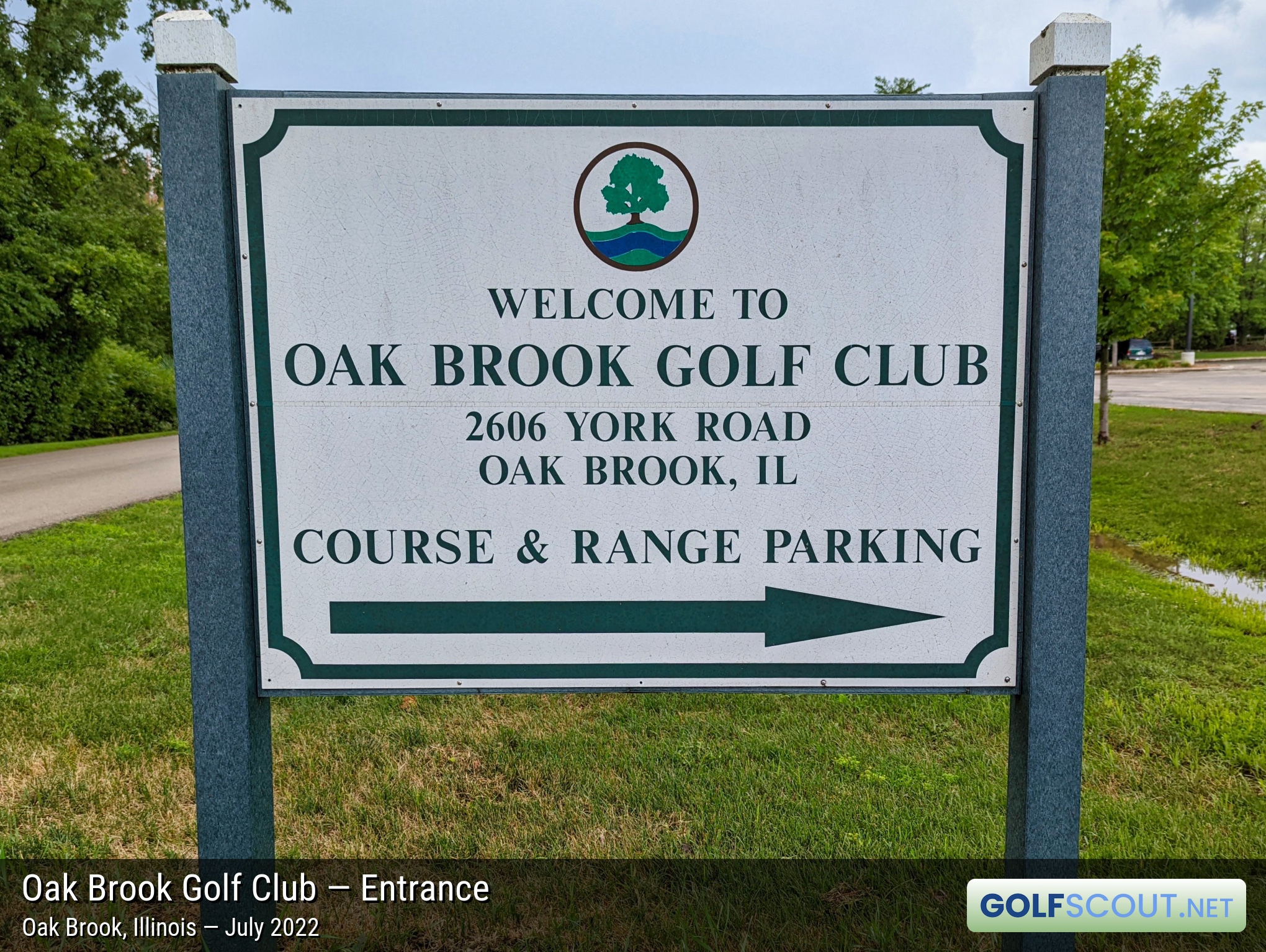 Photo of the entrance at Oak Brook Golf Club in Oak Brook, Illinois. 