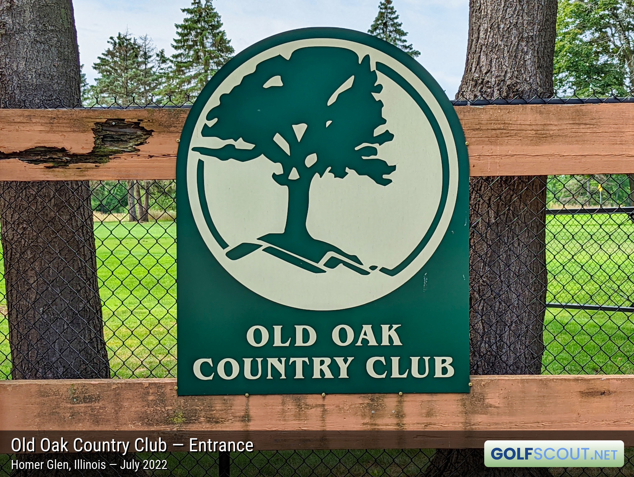Sign at the entrance to Old Oak Country Club