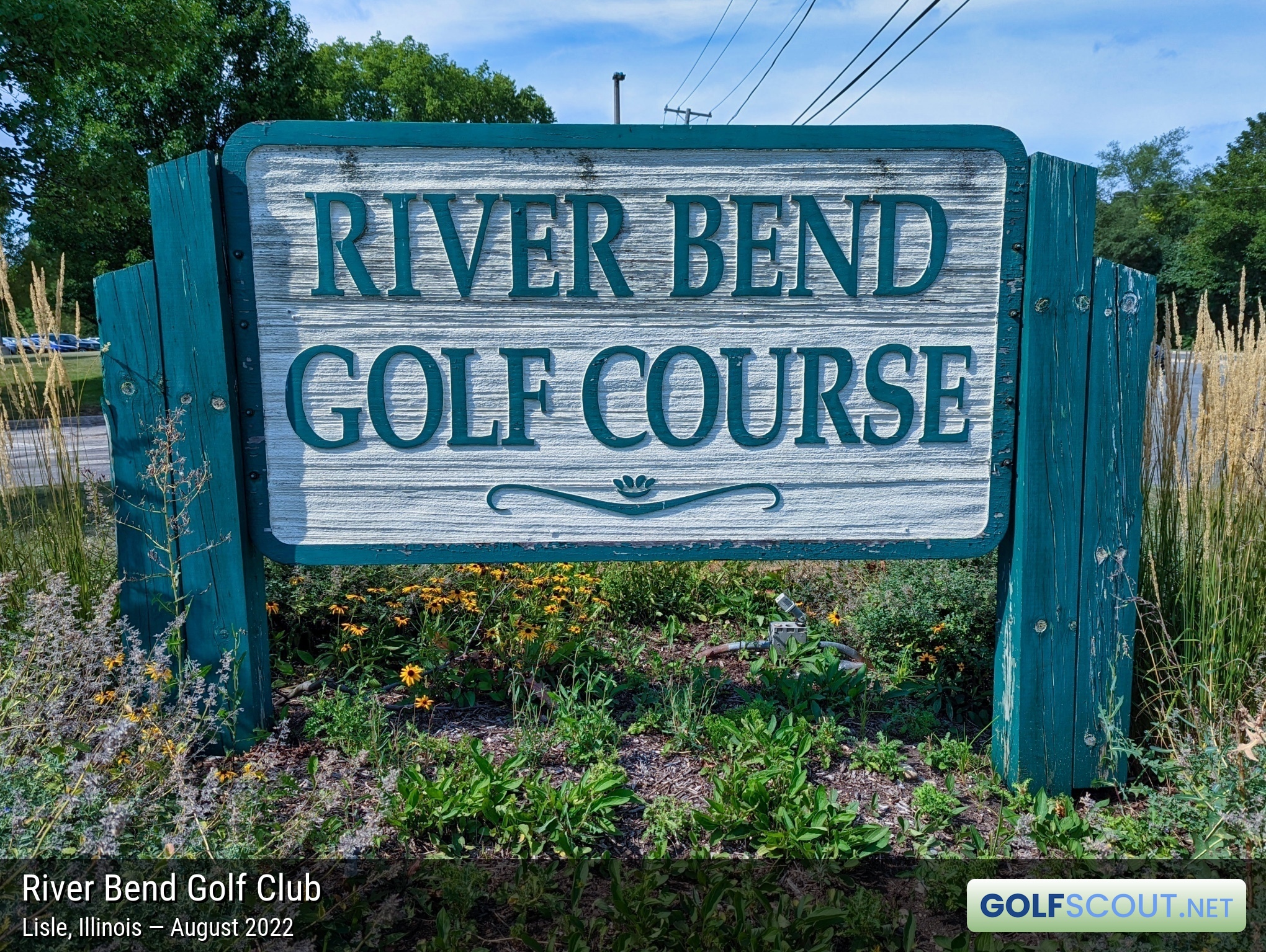 Sign at the entrance to River Bend Golf Club