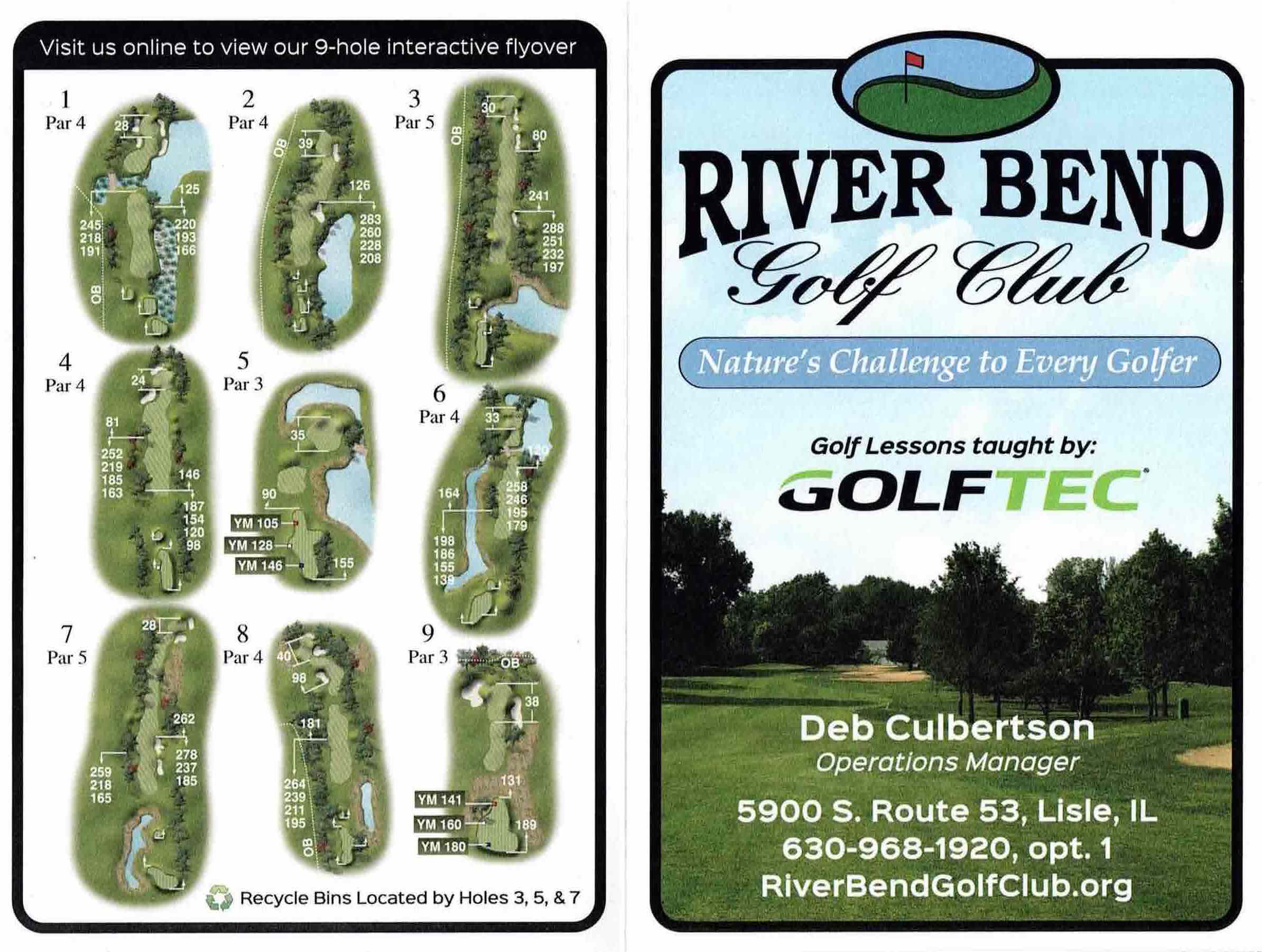 Scan of the scorecard from River Bend Golf Club in Lisle, Illinois. 