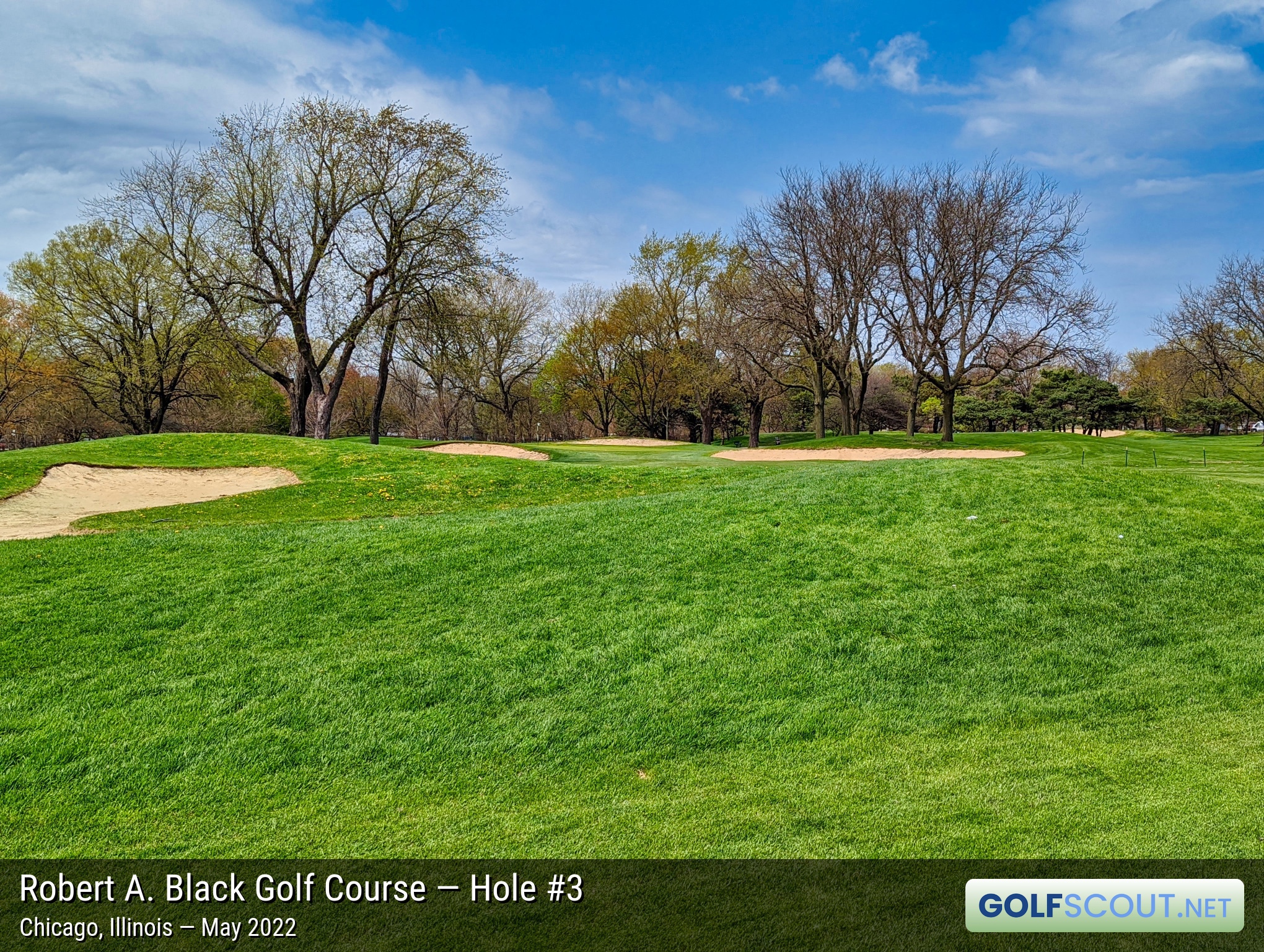 Photo of hole #3 at Robert A. Black Golf Course in Chicago, Illinois. 