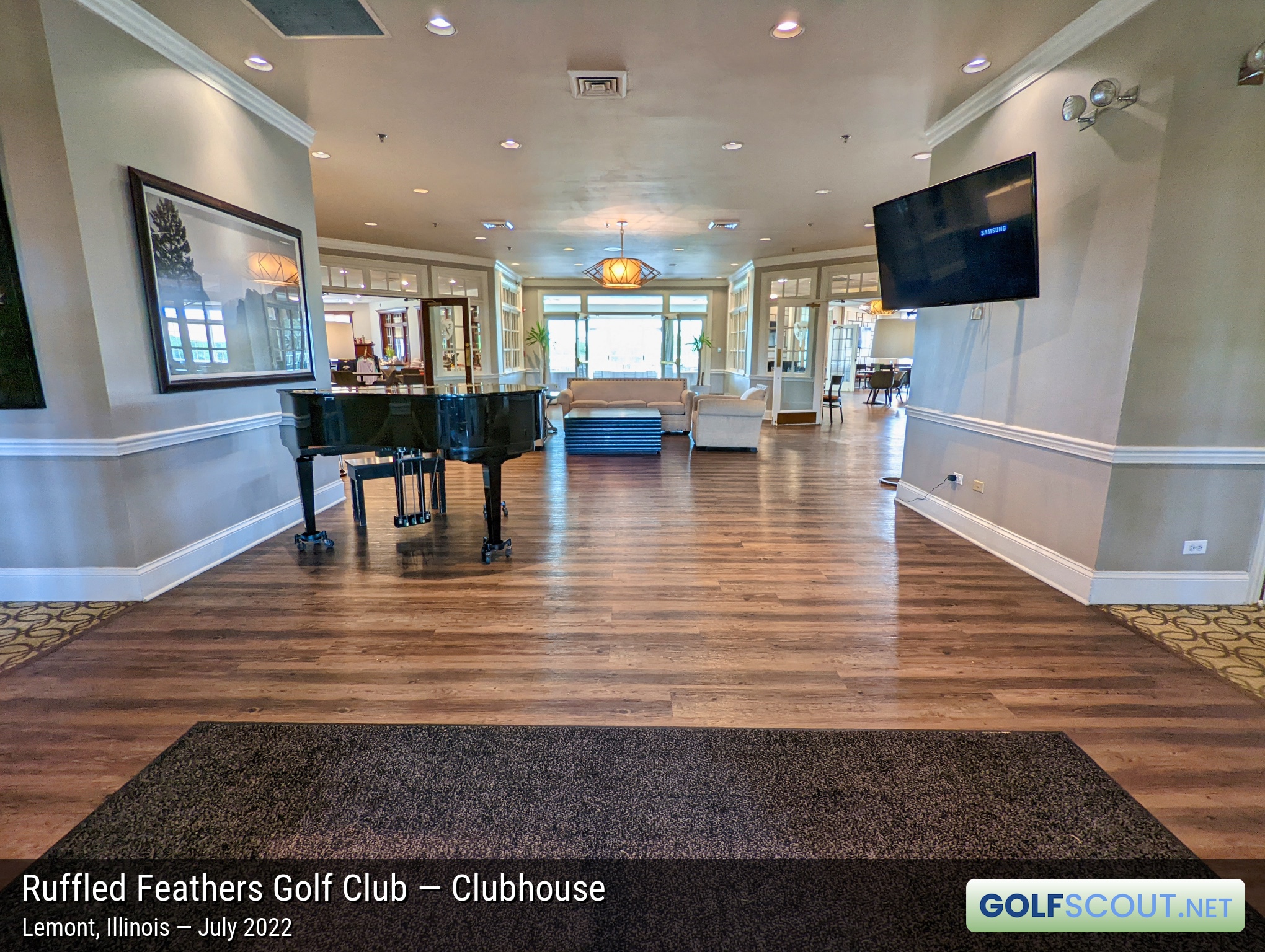 Photo of the clubhouse at Ruffled Feathers Golf Club in Lemont, Illinois. 