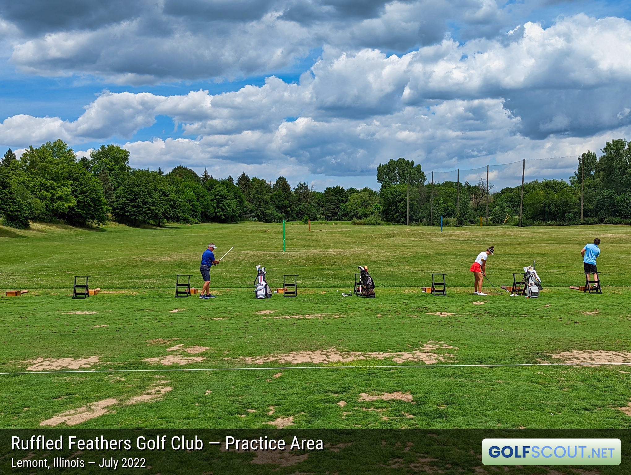 Photo of the practice area at Ruffled Feathers Golf Club in Lemont, Illinois. 