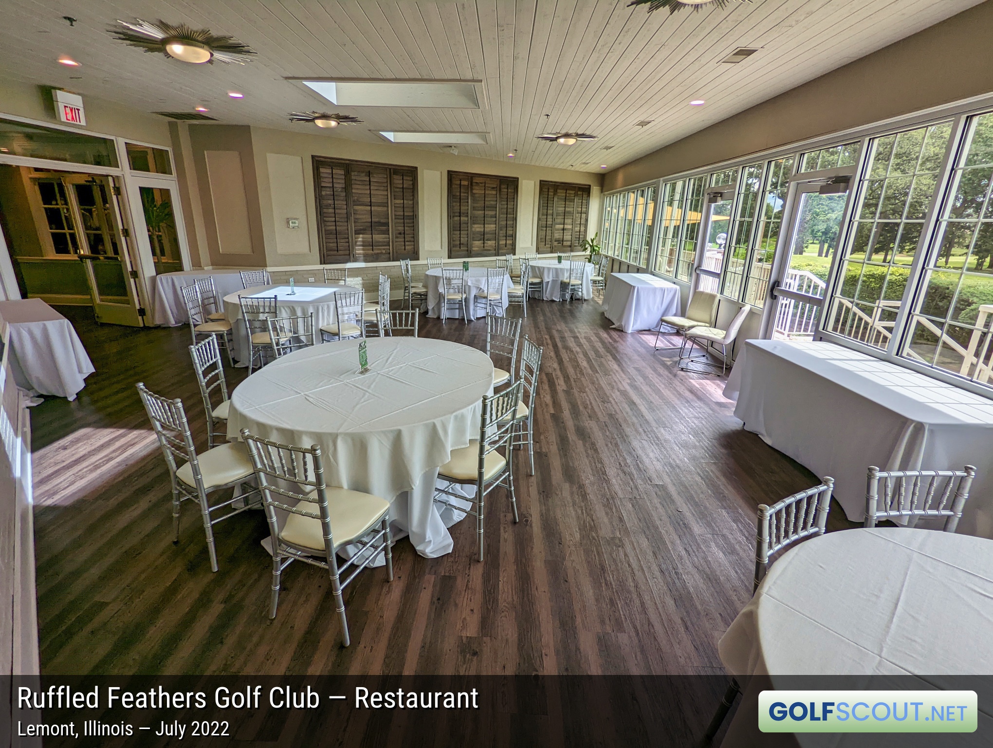 Photo of the restaurant at Ruffled Feathers Golf Club in Lemont, Illinois. 