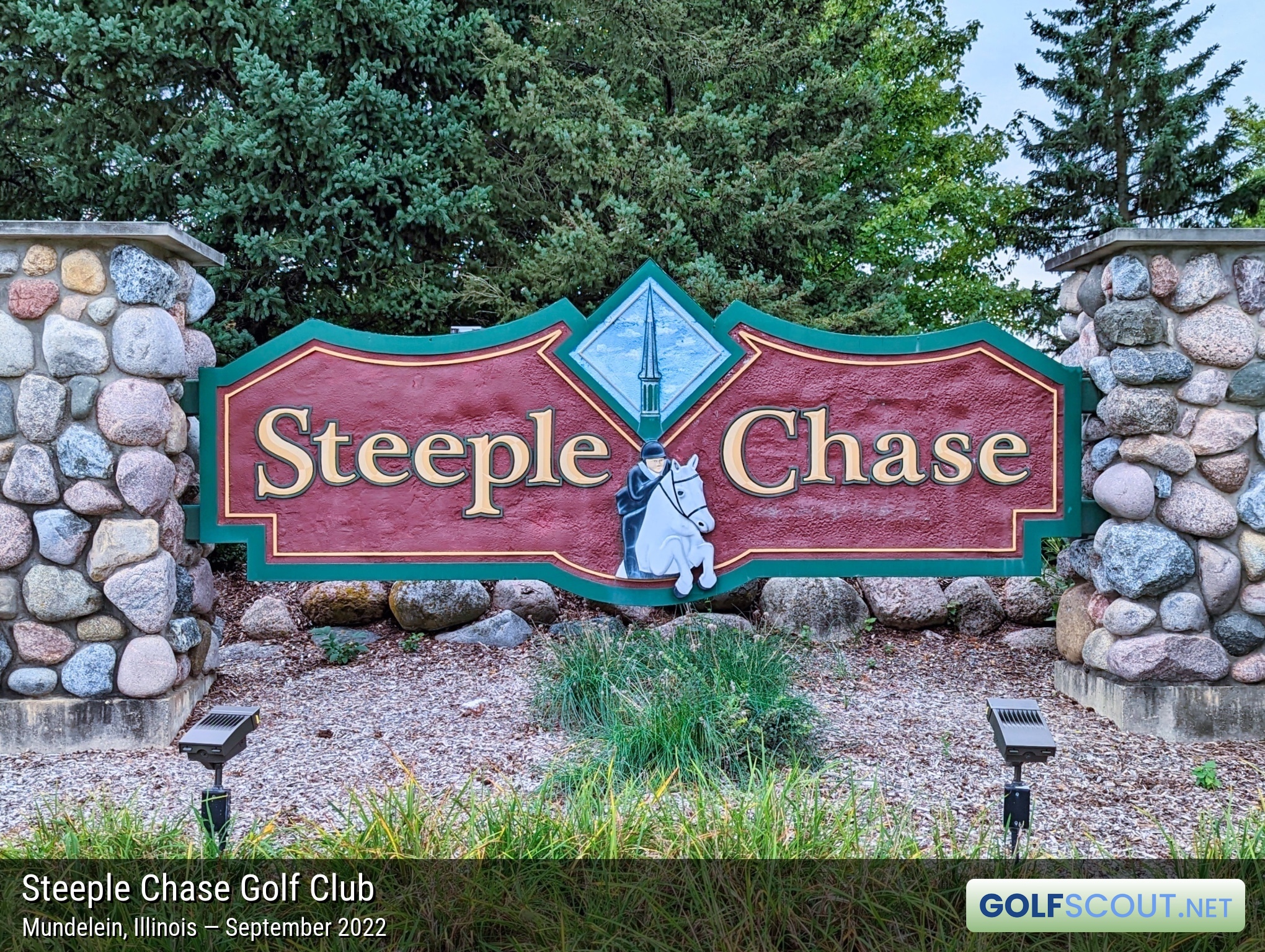 Sign at the entrance to Steeple Chase Golf Club
