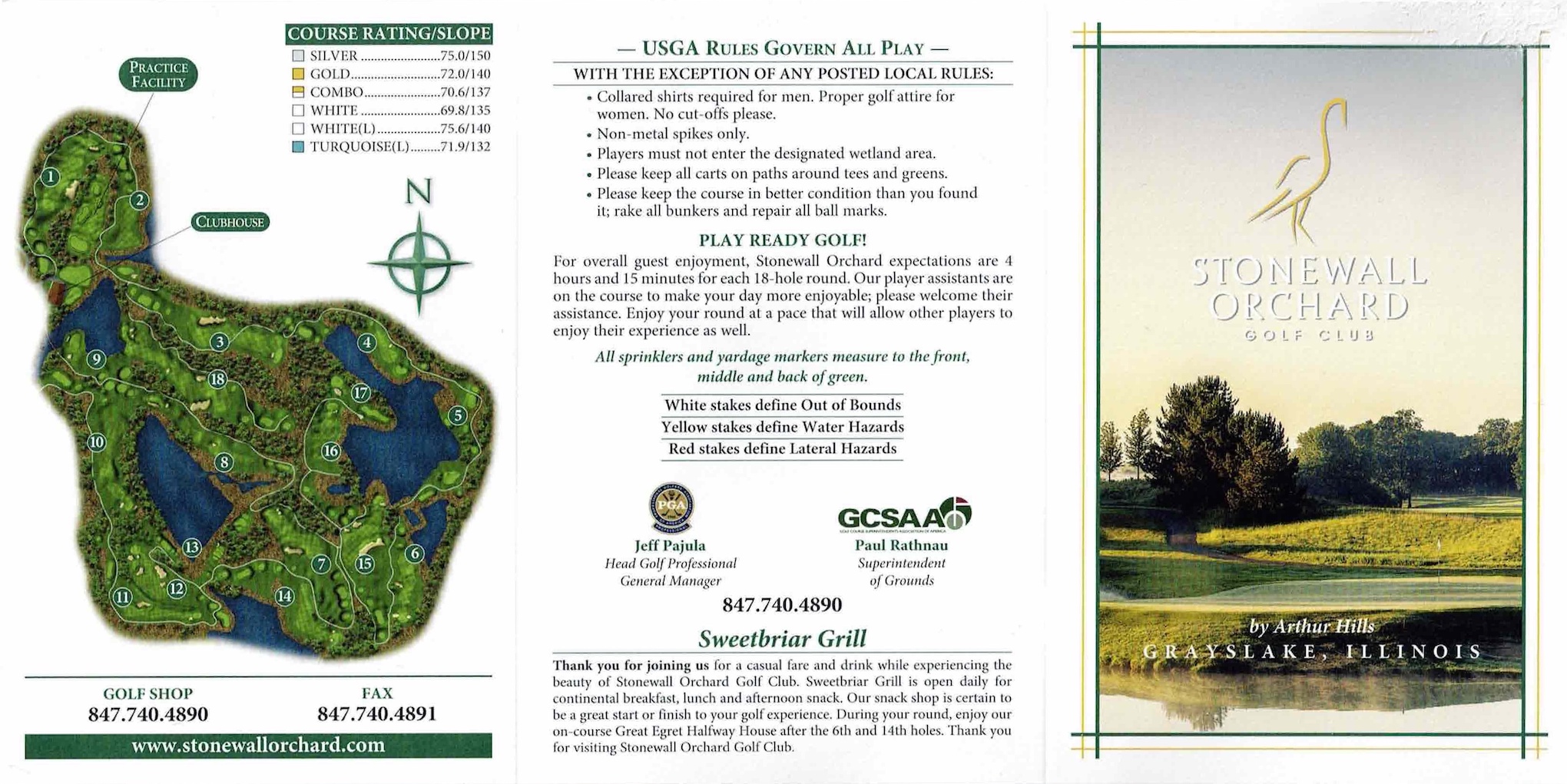 Scan of the scorecard from Stonewall Orchard Golf Club in Grayslake, Illinois. 