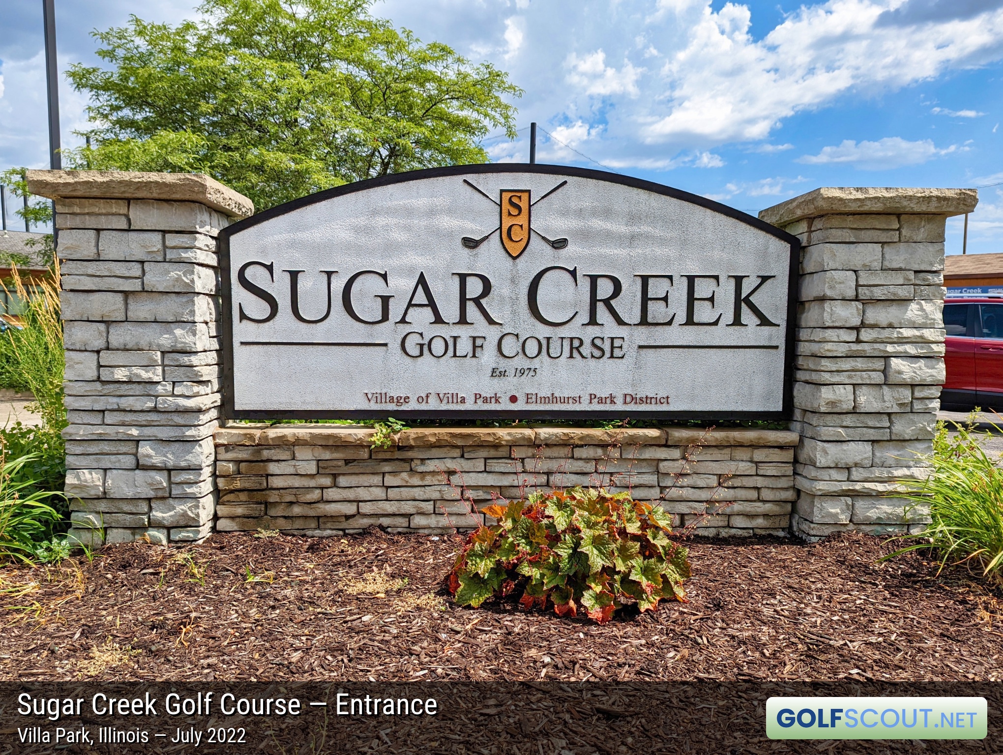 Sign at the entrance to Sugar Creek Golf Course