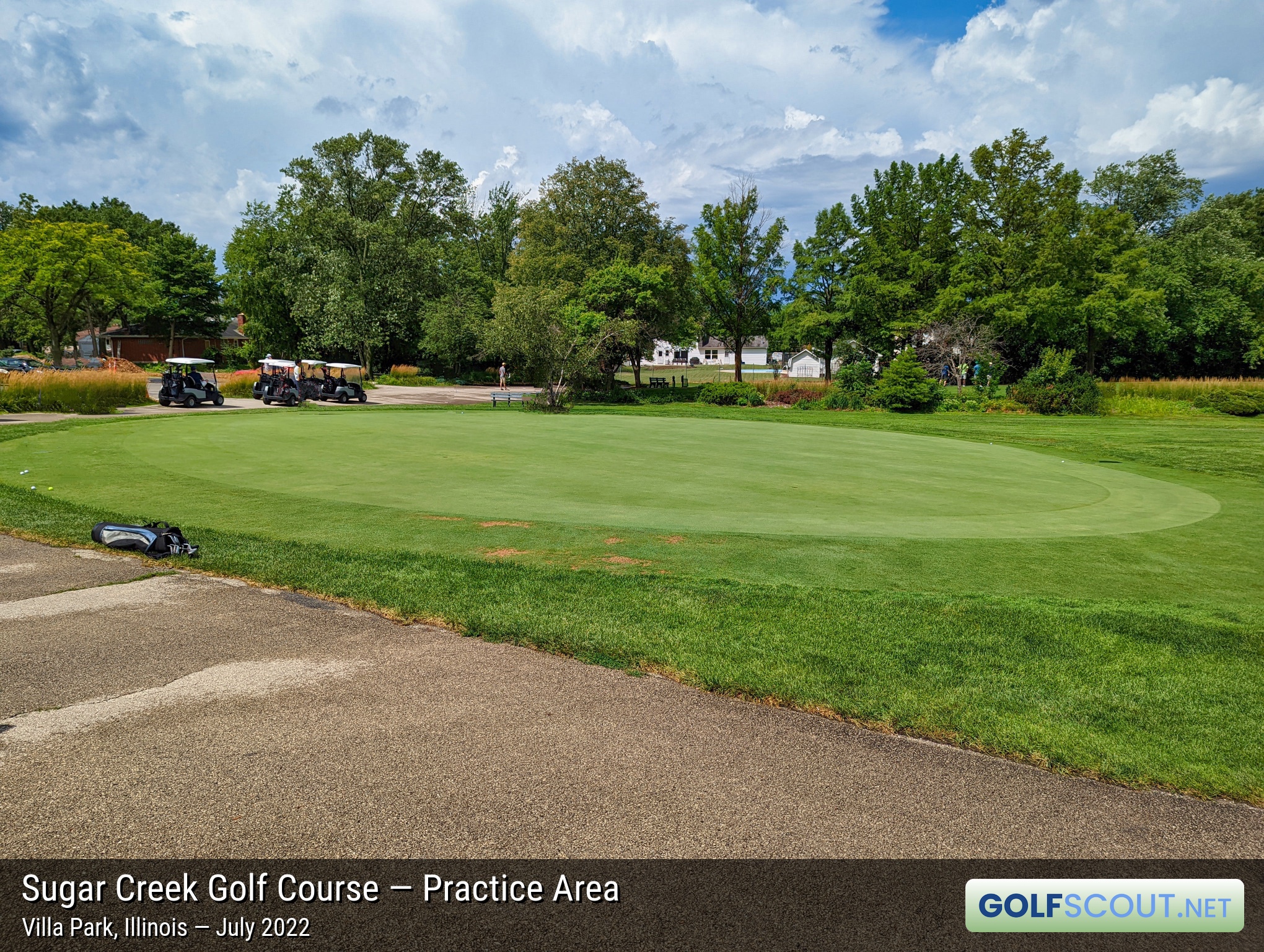 Photo of the practice area at Sugar Creek Golf Course in Villa Park, Illinois. 