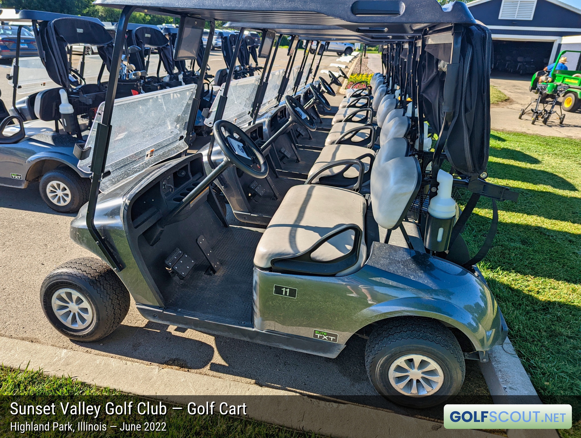 Photo of the golf carts at Sunset Valley Golf Club in Highland Park, Illinois. 
