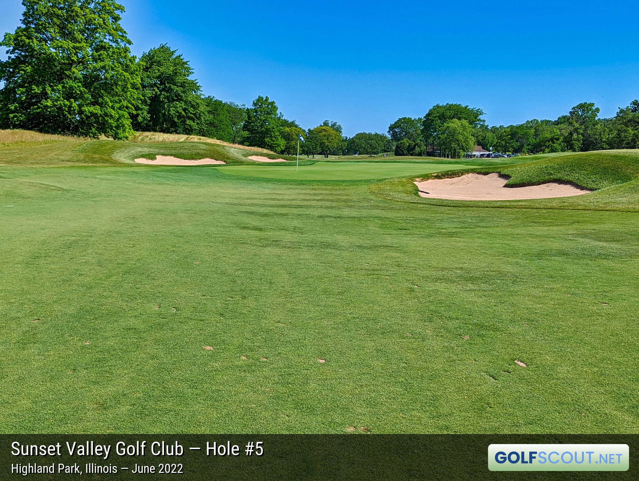 Photo of hole #5 at Sunset Valley Golf Club in Highland Park, Illinois. 