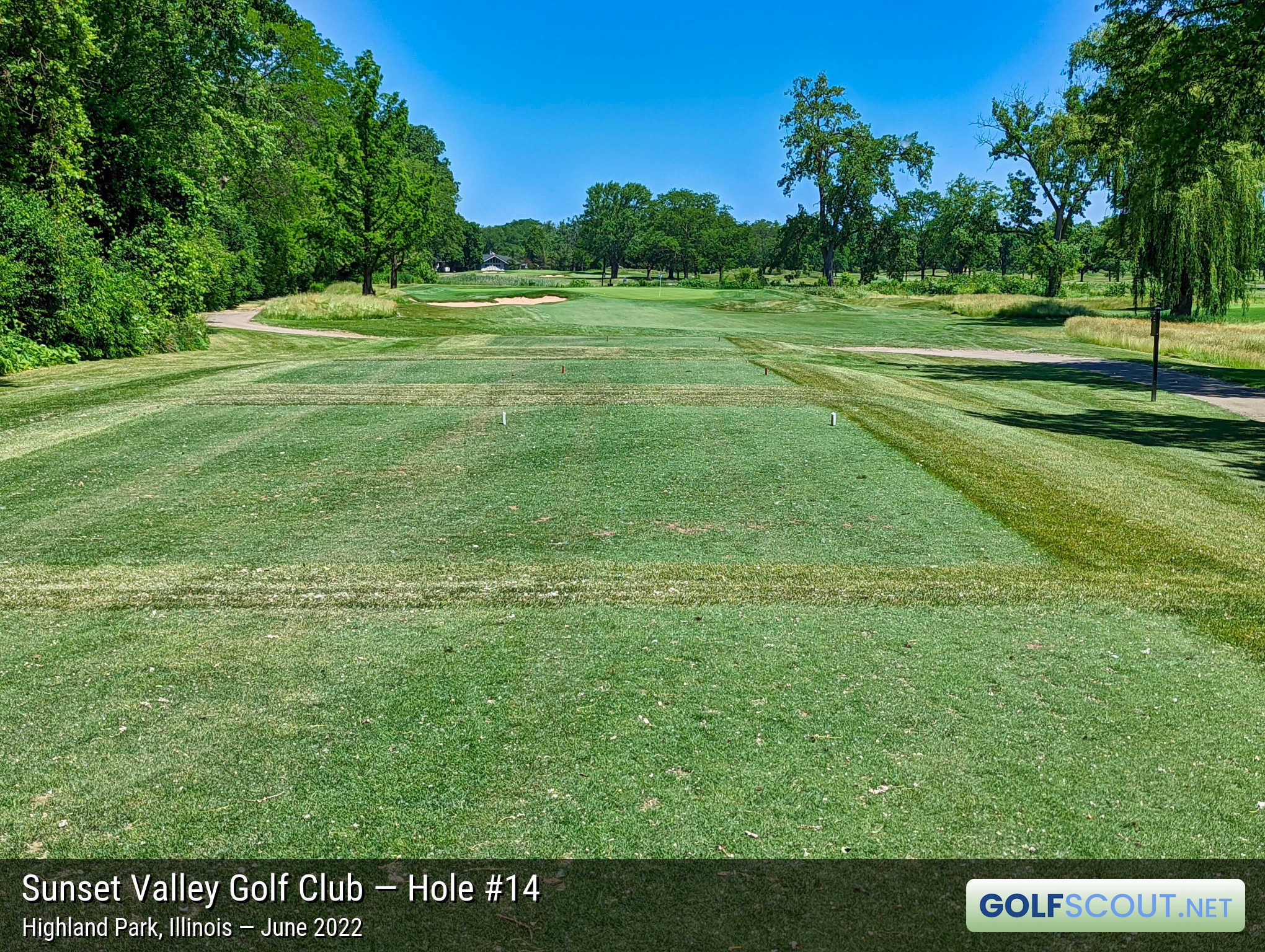 Photo of hole #14 at Sunset Valley Golf Club in Highland Park, Illinois. 