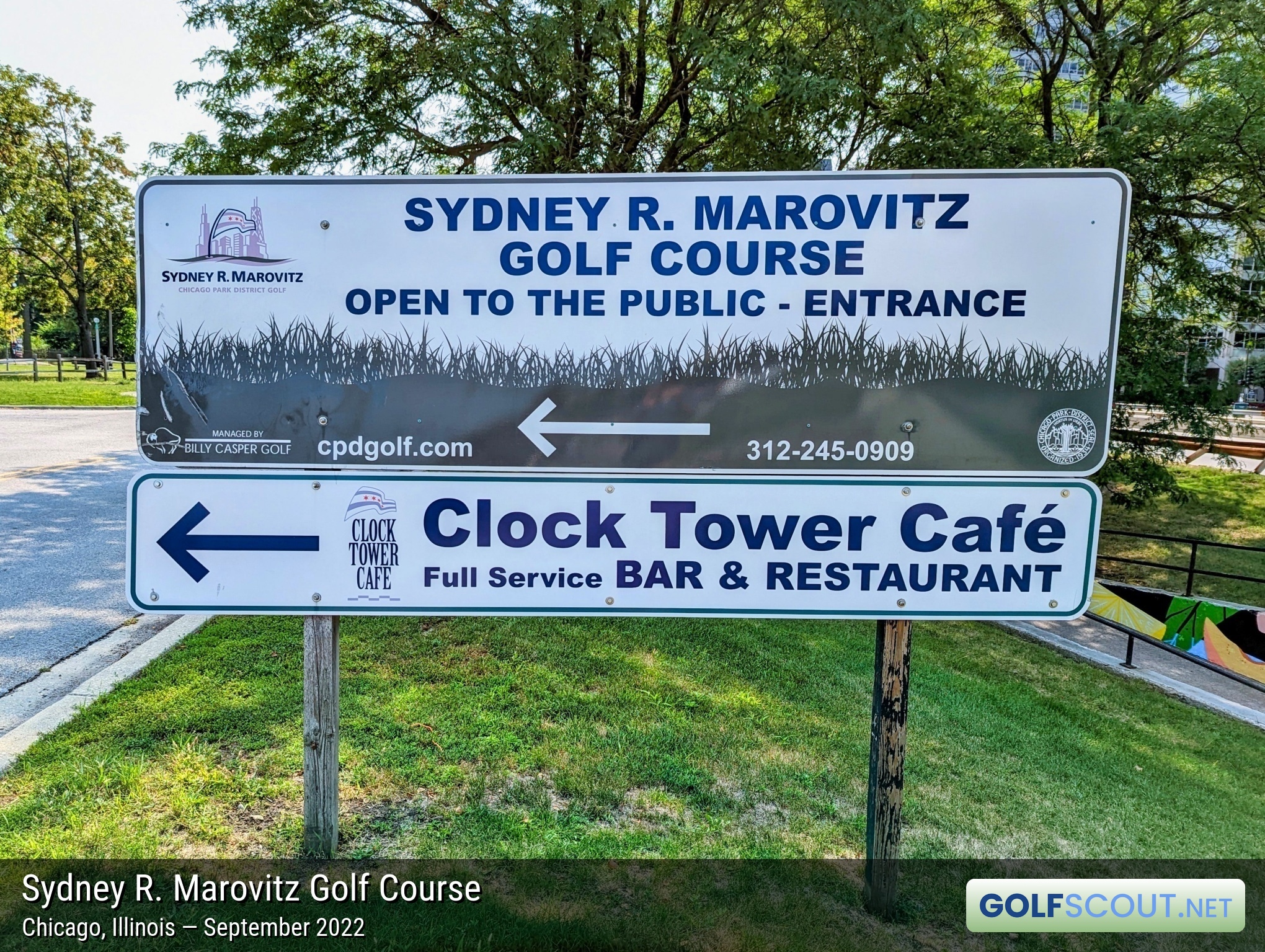 Sign at the entrance to Sydney R. Marovitz Golf Course