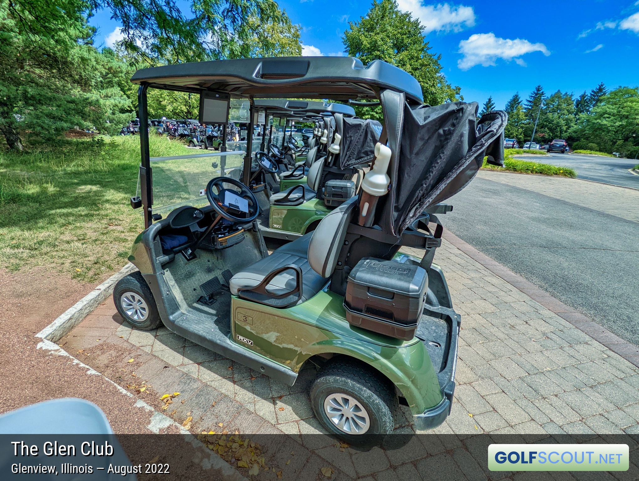 Photo of the golf carts at The Glen Club in Glenview, Illinois. 