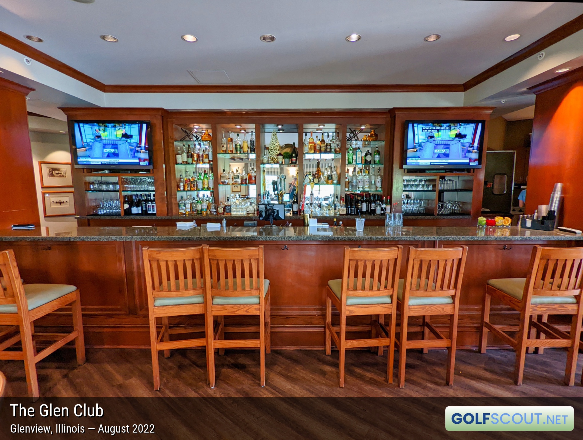 Photo of the restaurant at The Glen Club in Glenview, Illinois. 