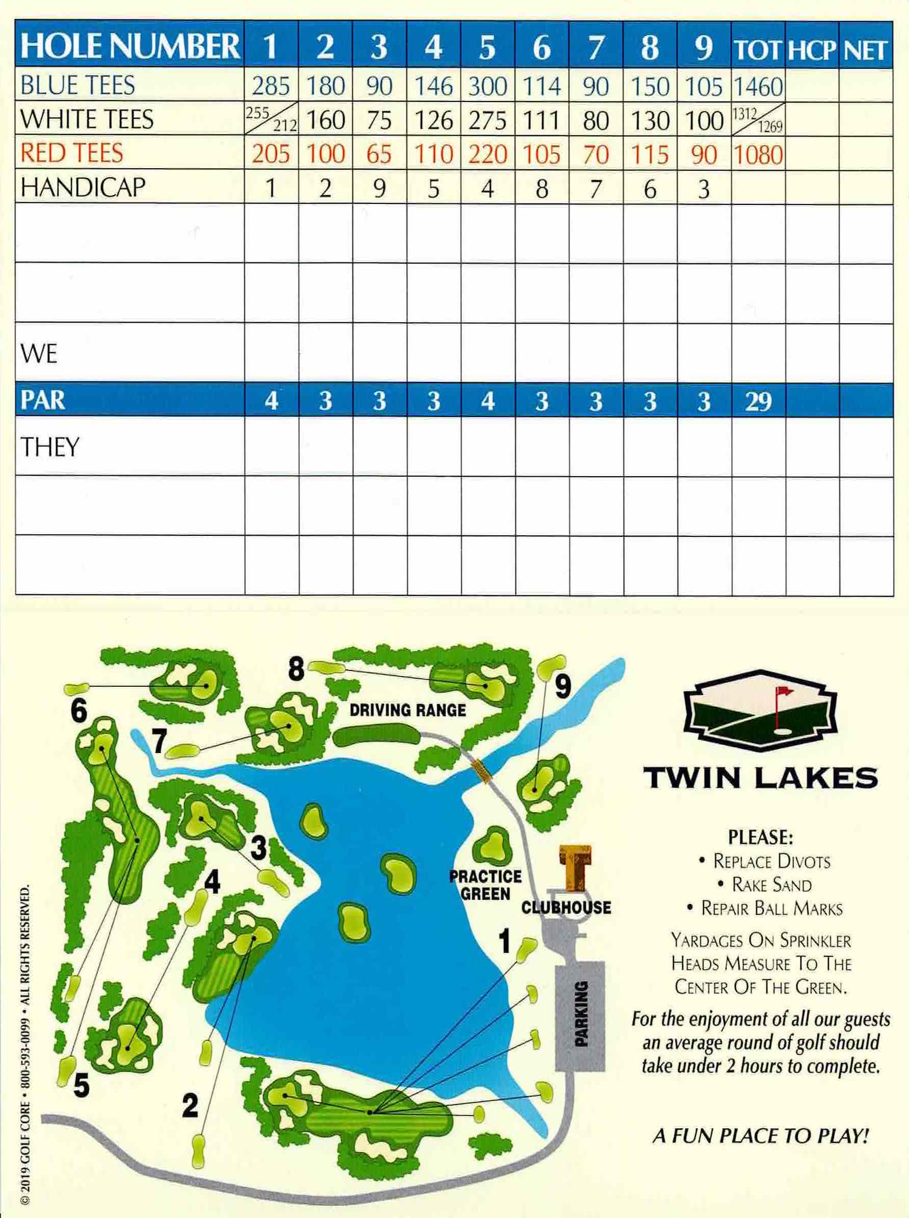 Scan of the scorecard from Twin Lakes Golf Course in Palatine, Illinois. 