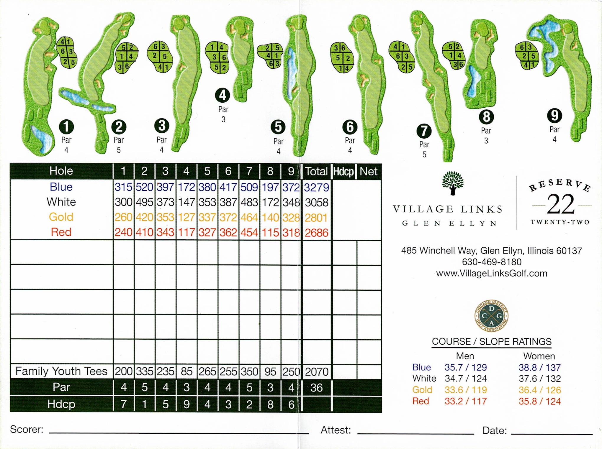 18+ Wallkill Golf Club Scorecard