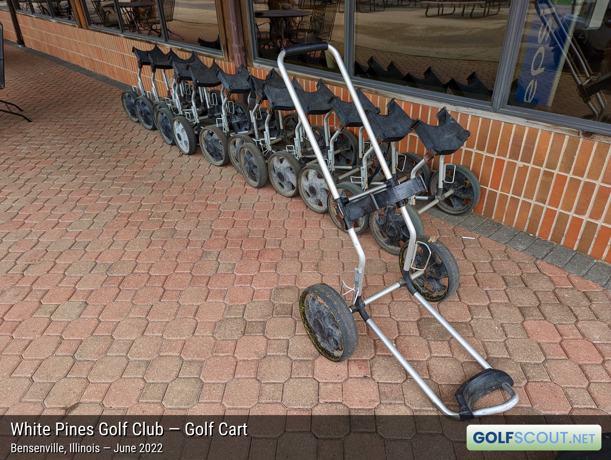 Photo of the golf carts at White Pines East Course in Bensenville, Illinois. 