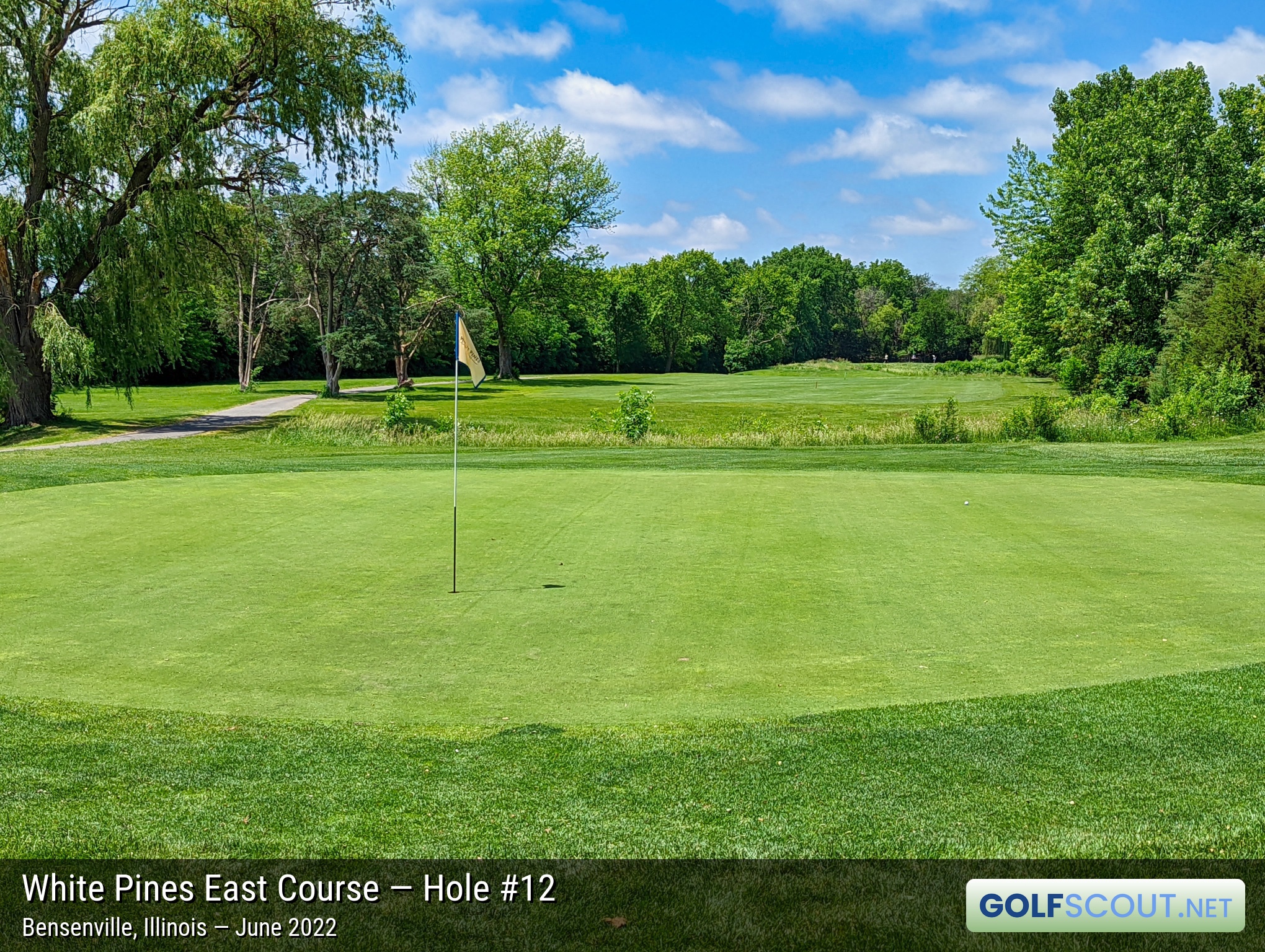 Photo of hole #12 at White Pines East Course in Bensenville, Illinois. 