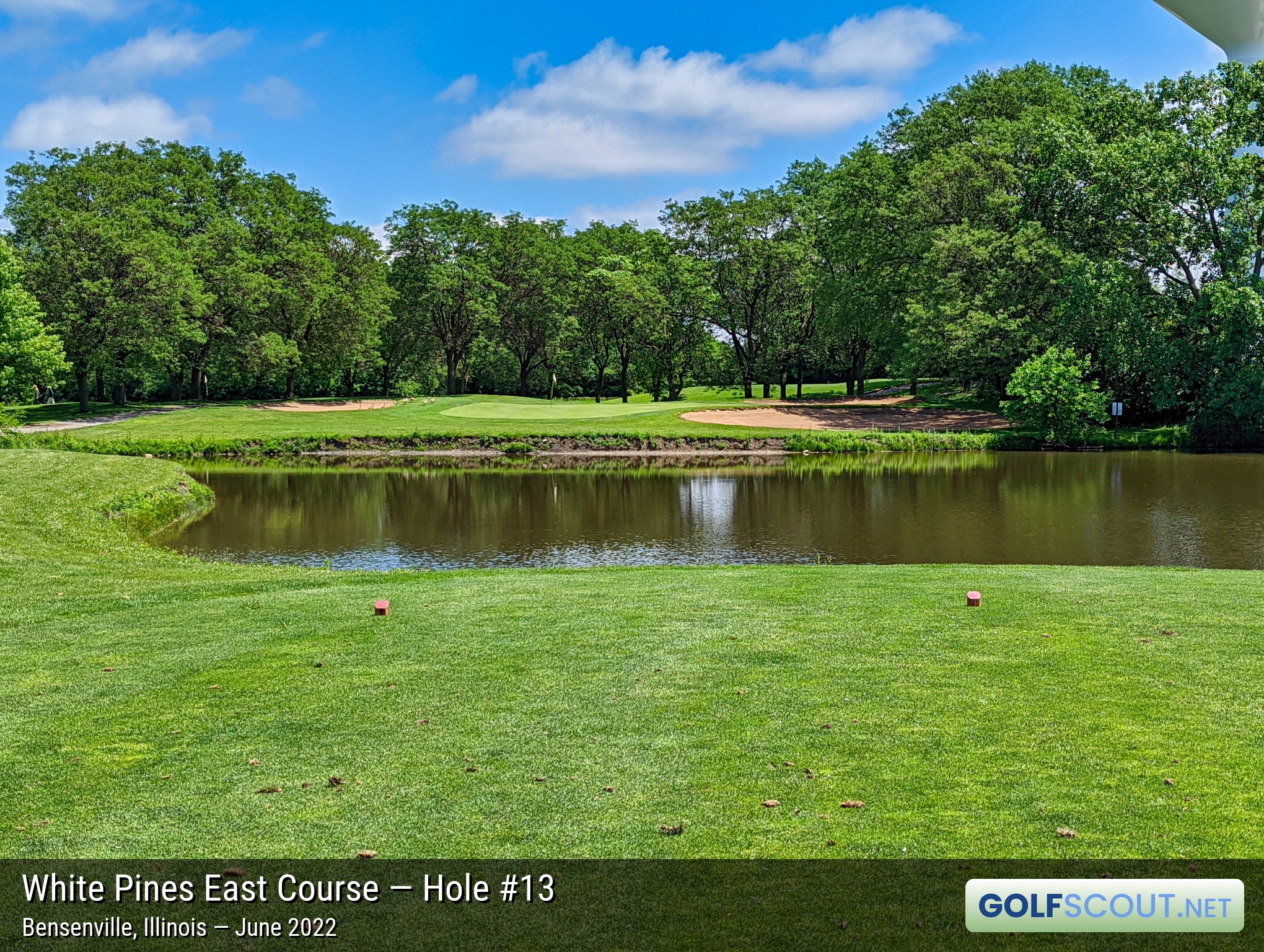 Photo of hole #13 at White Pines East Course in Bensenville, Illinois. 