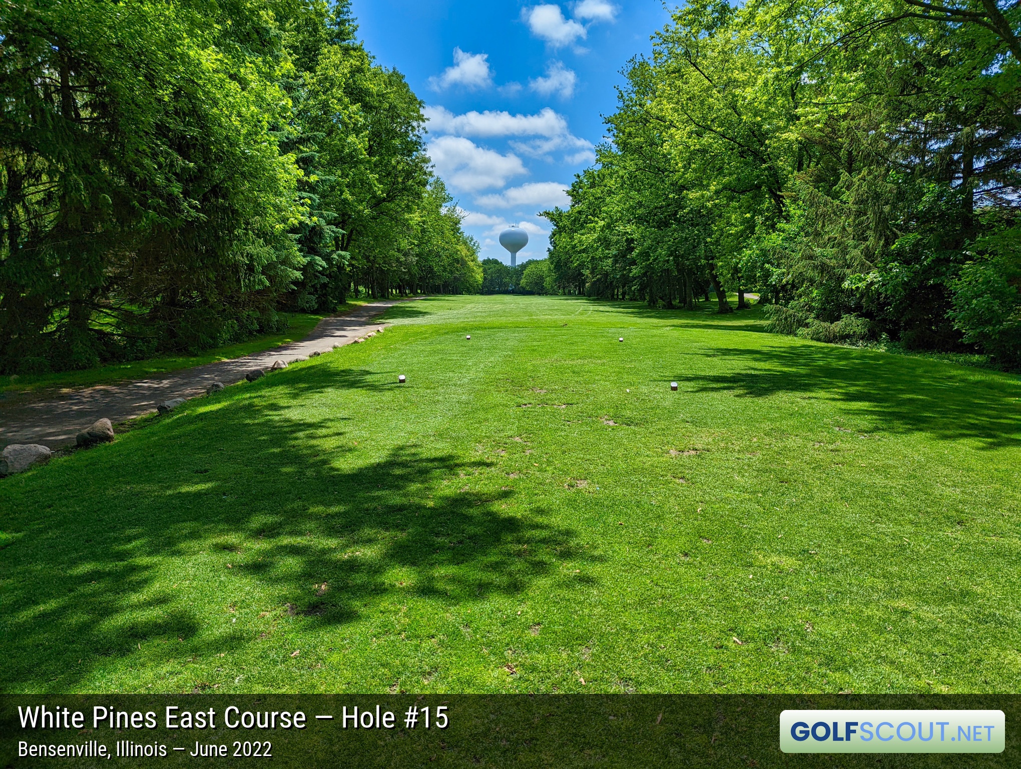 Photo of hole #15 at White Pines East Course in Bensenville, Illinois. 