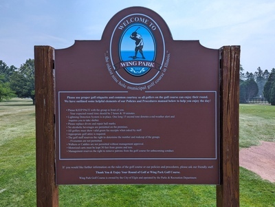 Wing Park Golf Course Entrance Sign