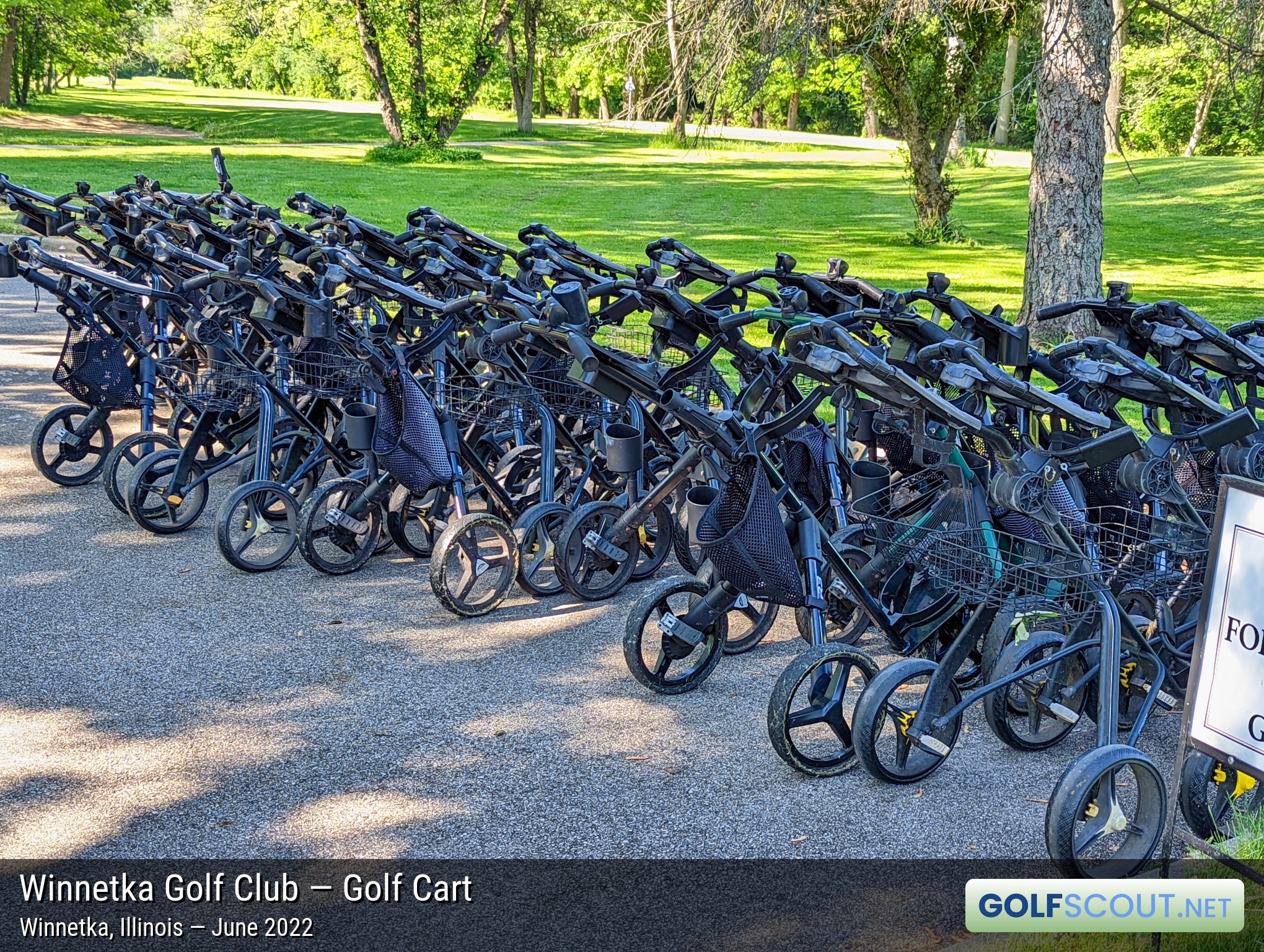 Photo of the golf carts at Winnetka Golf Club in Winnetka, Illinois. 