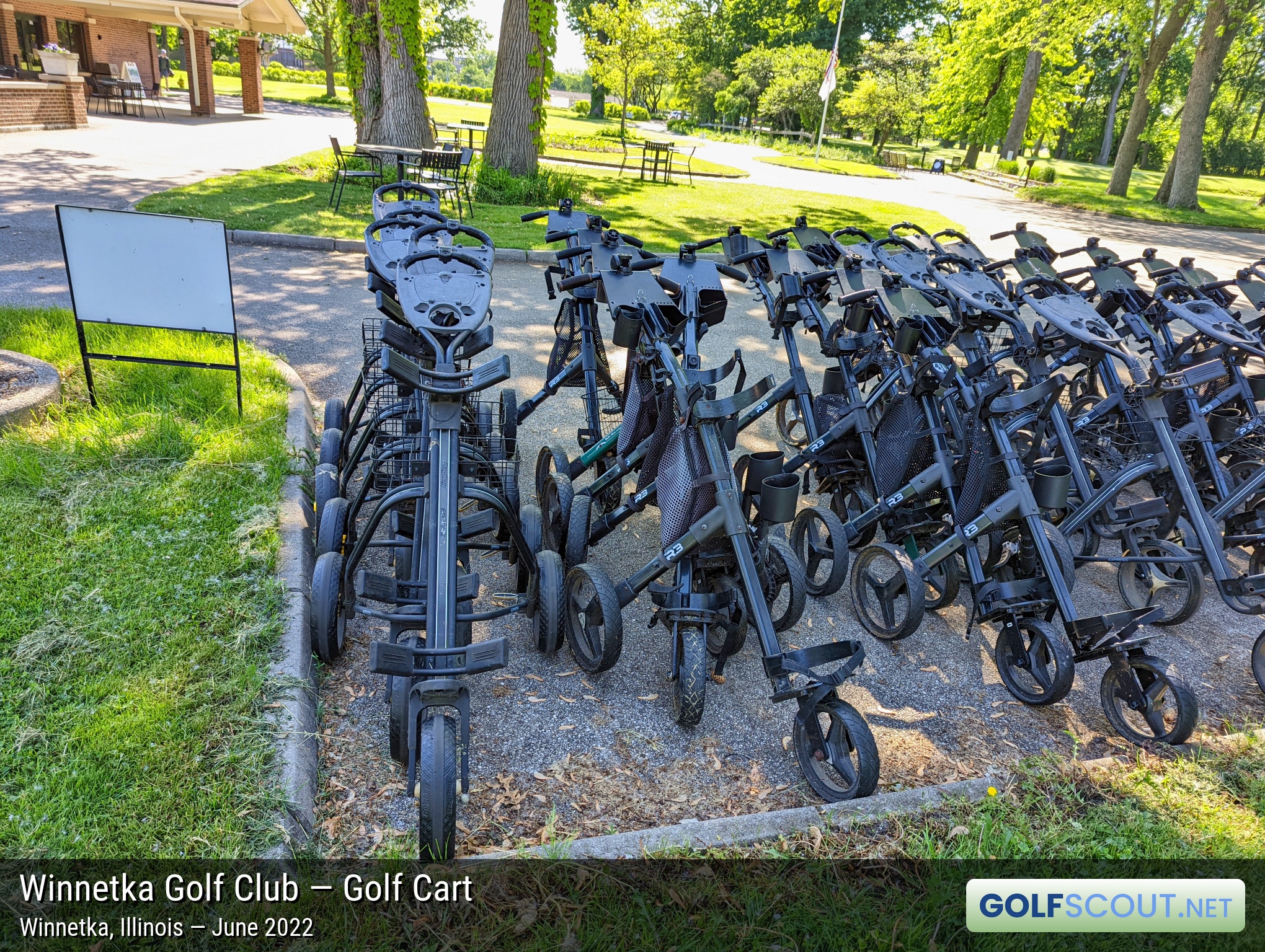 Photo of the golf carts at Winnetka Golf Club in Winnetka, Illinois. 