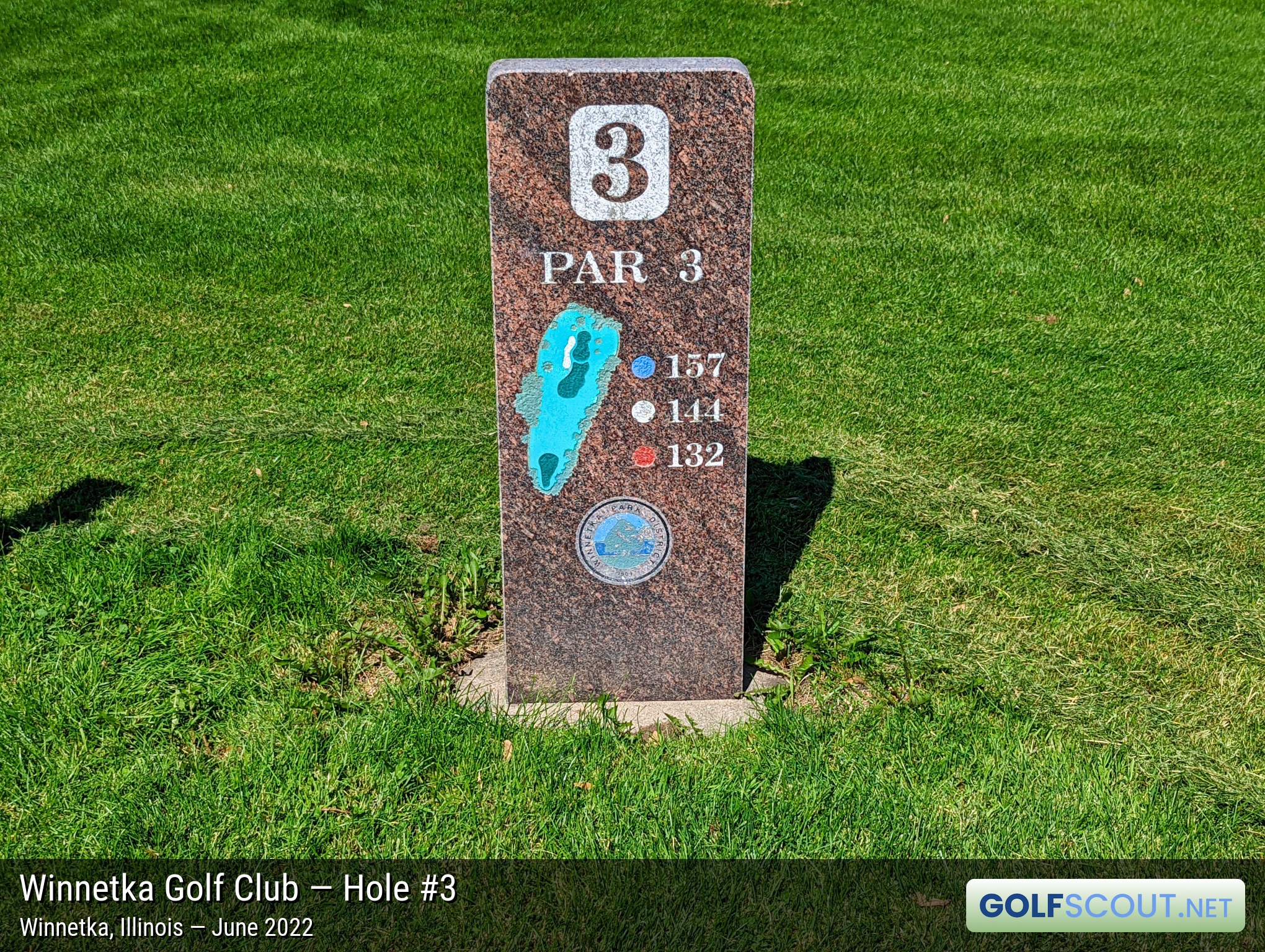 Photo of hole #3 at Winnetka Golf Club in Winnetka, Illinois. 