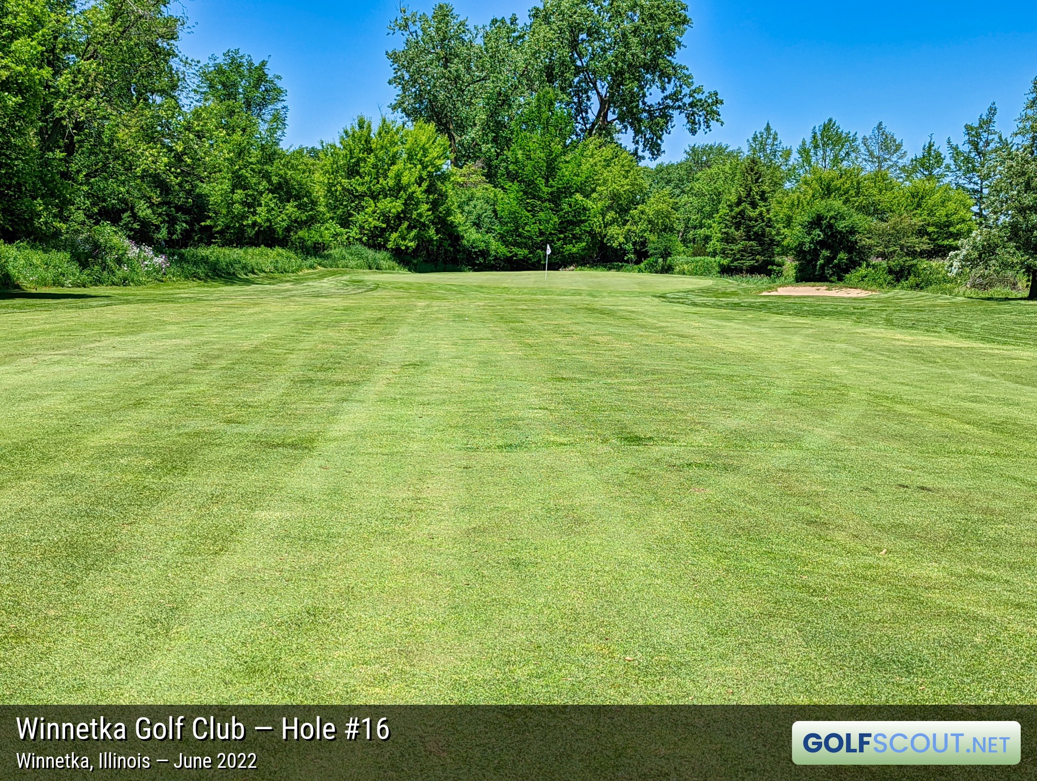 Photo of hole #16 at Winnetka Golf Club in Winnetka, Illinois. 